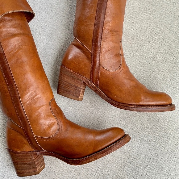 FRYE True Vintage Black Label Over the Knee Tall Brown Boots, Size 8 - Picture 6 of 11